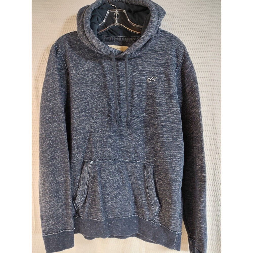 Hollister Pullover Hooded Sweatshirt Medium Heather Blue W/Logo Hoodie